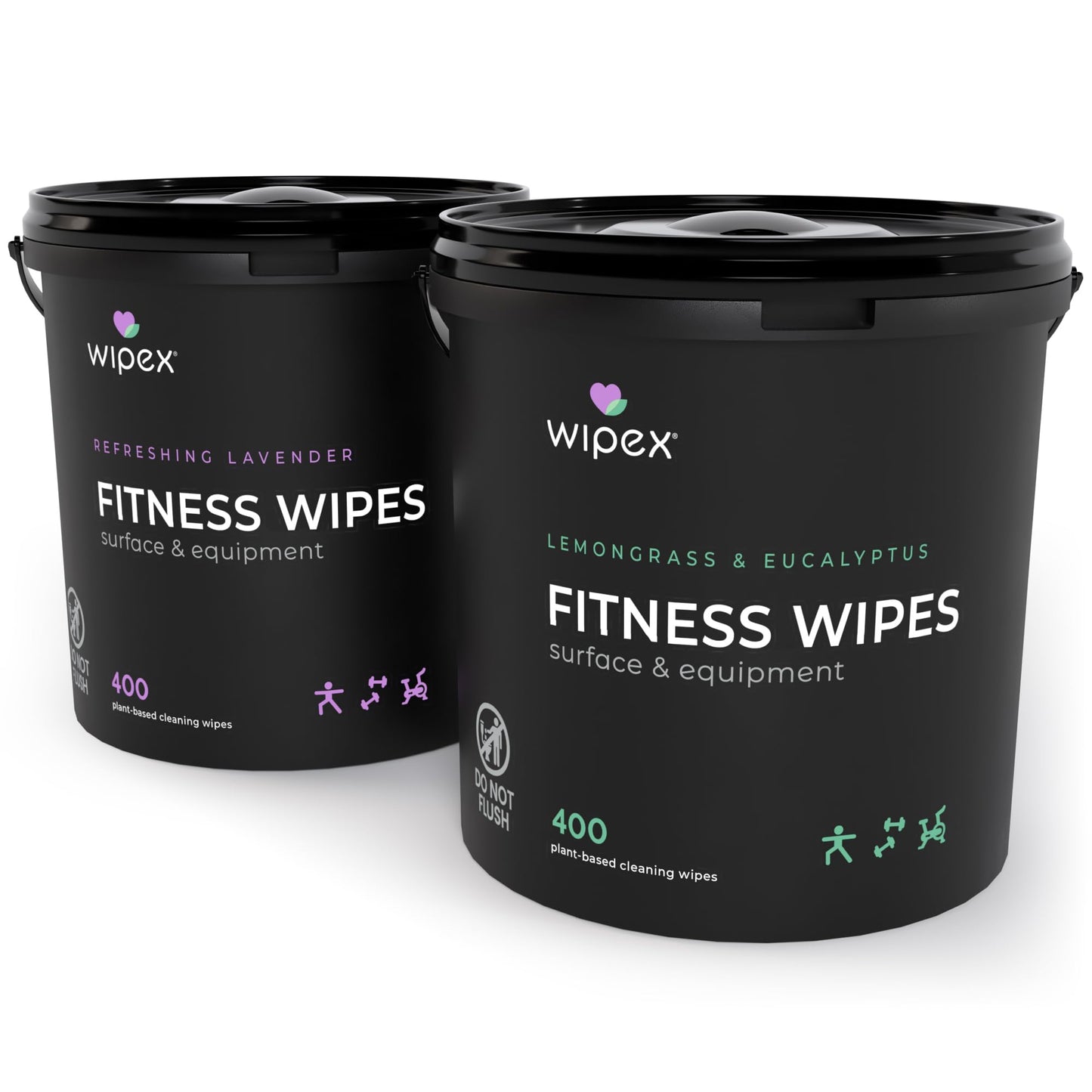 Wipex Yoga Mat Cleaner Wipes - Plant-Based Lemongrass, Eucalyptus & Vinegar Wipes for Gym & Fitness Equipment & All Purpose Gym Cleaning - Safe for Peloton Bikes & Treadmills - 400 Count