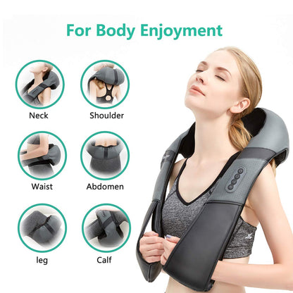 Medcursor Neck Massager, Portable Electric Shiatsu Back Massage Device with Heat, Deep Tissue 3D Kneading Pillow for Muscle Pain Relief (No Battery)