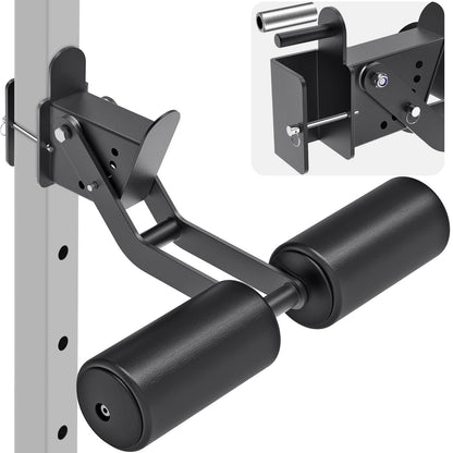Lifeswell Nordic Hamstring Curl Attachment for 2"x2" Power Rack with 1" or 1/2" Hole, 6 Height Adjustable Leg Hold Down with Leather Surface for Home Gyms