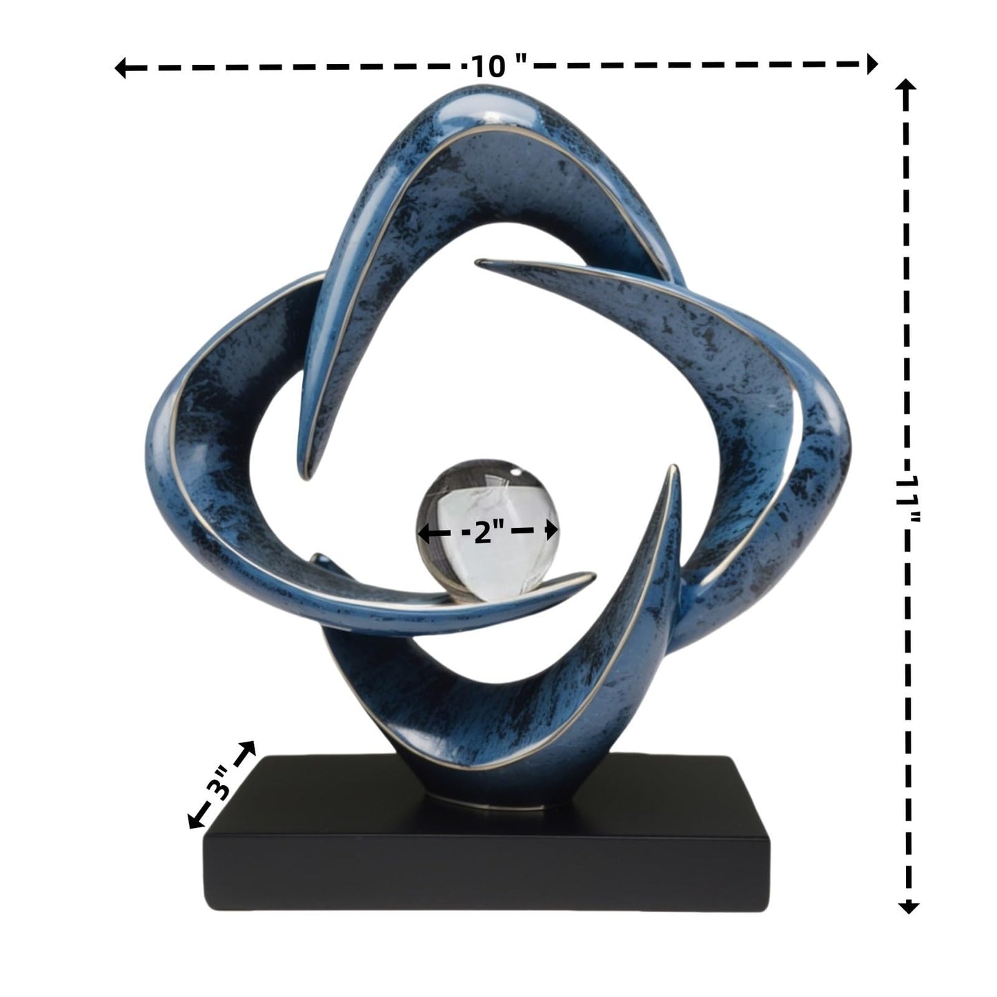LuckySunDecorQZ Abstract Sculpture Art Home Decor Accents Modern Decorative Objects for Living Room Shelf Coffee Table TV Stand Cabinet Office Decor Accents (Blue)