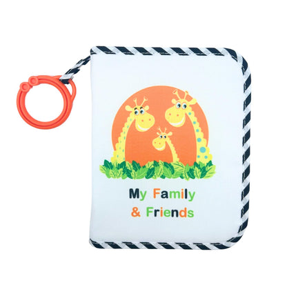 My First Photo Album for Baby with Adorable Giraffe Family, Fabric Cover, Holds 17 Photos, Wipeable Pages, Baby Safe Mirror - Soft Photo Album for Baby by Genius Baby Toys