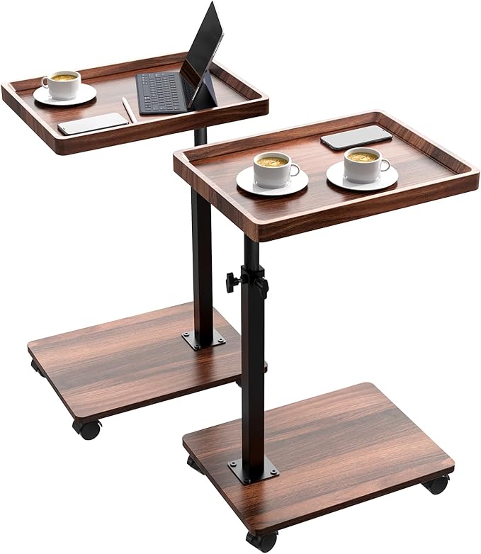 C Table End Table Adjustable Height, 360°Swivel TV Tray Table
