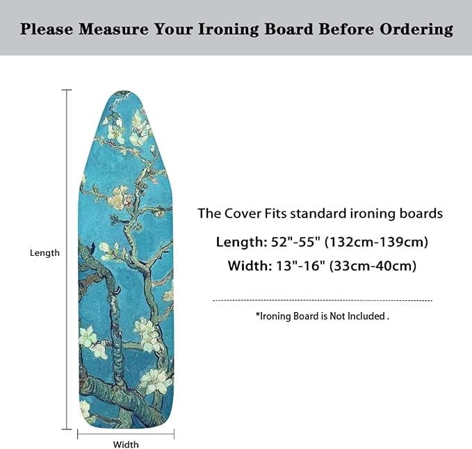Almond Blossom Ironing Board Cover and Pad 15x54 Van Gogh Padding Decorative