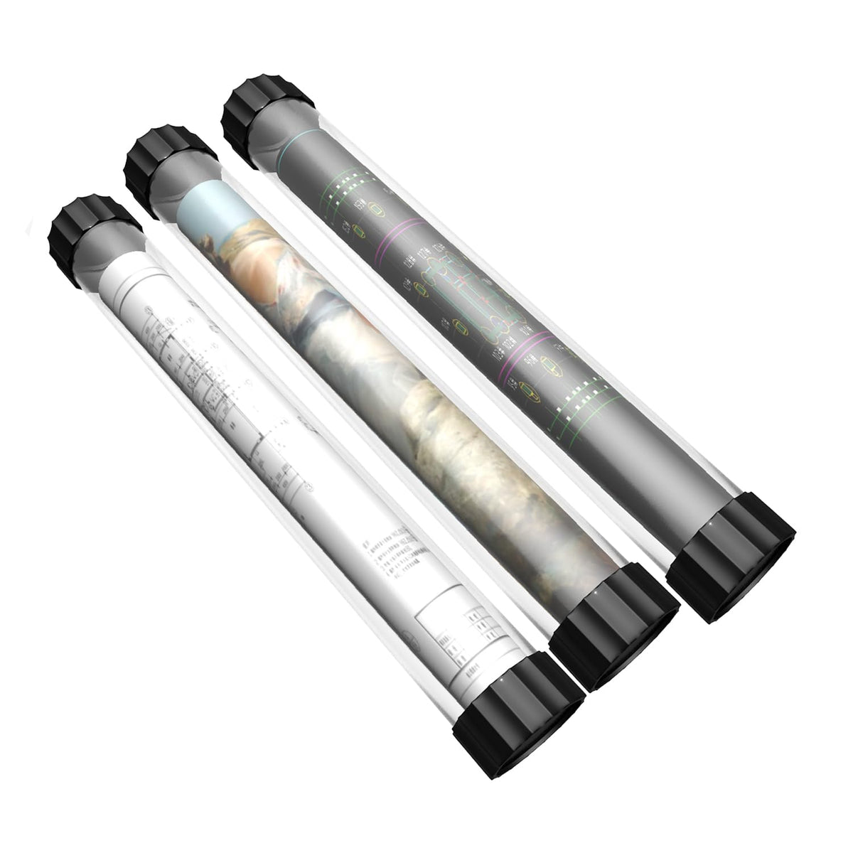 GGOUTPY Clear Plastic Mailing Tubes, 8 Pack 1.4x15.35 Inches Poster Tubes with Caps for Blueprints, Incense Sticks, Artwork&Documents