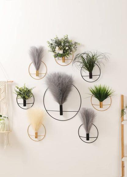 Pretty Jolly Boho Wall Decor, Wall-Mounted Metal Wall Decor, Hanging Artificial Pampas Display, Wall Art Living Room, Bedroom, Bathroom, Dining room, Plant Wall Decor 2 Pack Gold