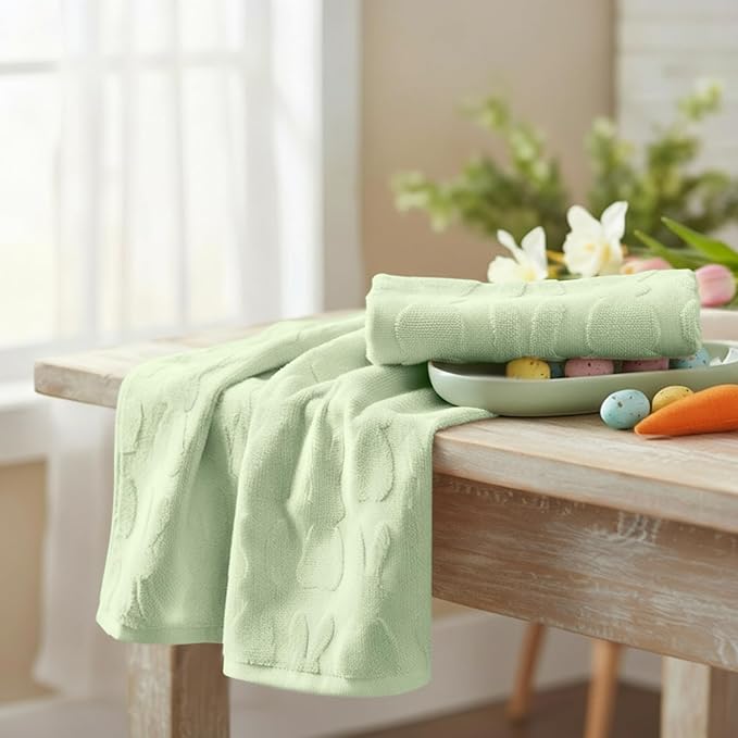 Artoid Mode 1 Pc Light Green 3D Rabbit Jacquard Easter Hand Towels