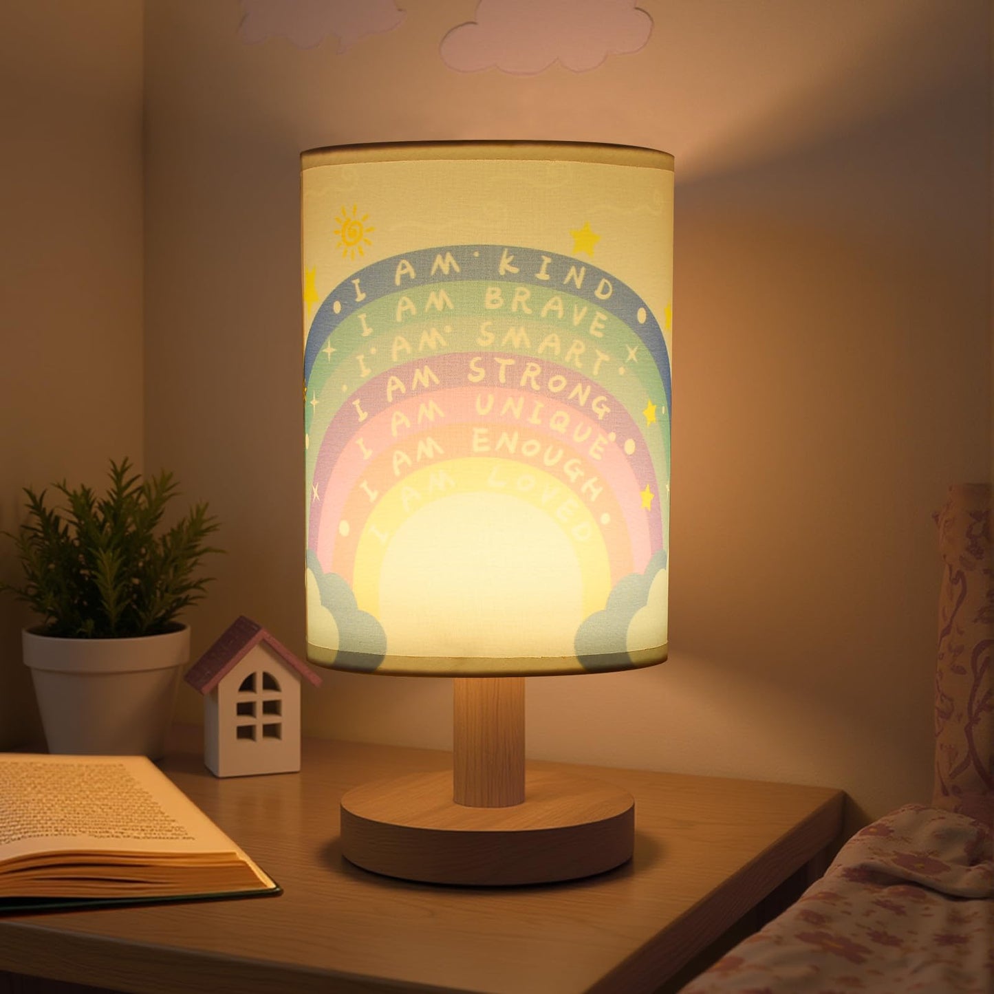 Bold Bison Rainbow Christmas Desk Lamp, 3 Light Modes, USB Powered, for Bedroom, Calming Corner Decor, Cozy Center, Book Center and Supplies, 10 Inch Height