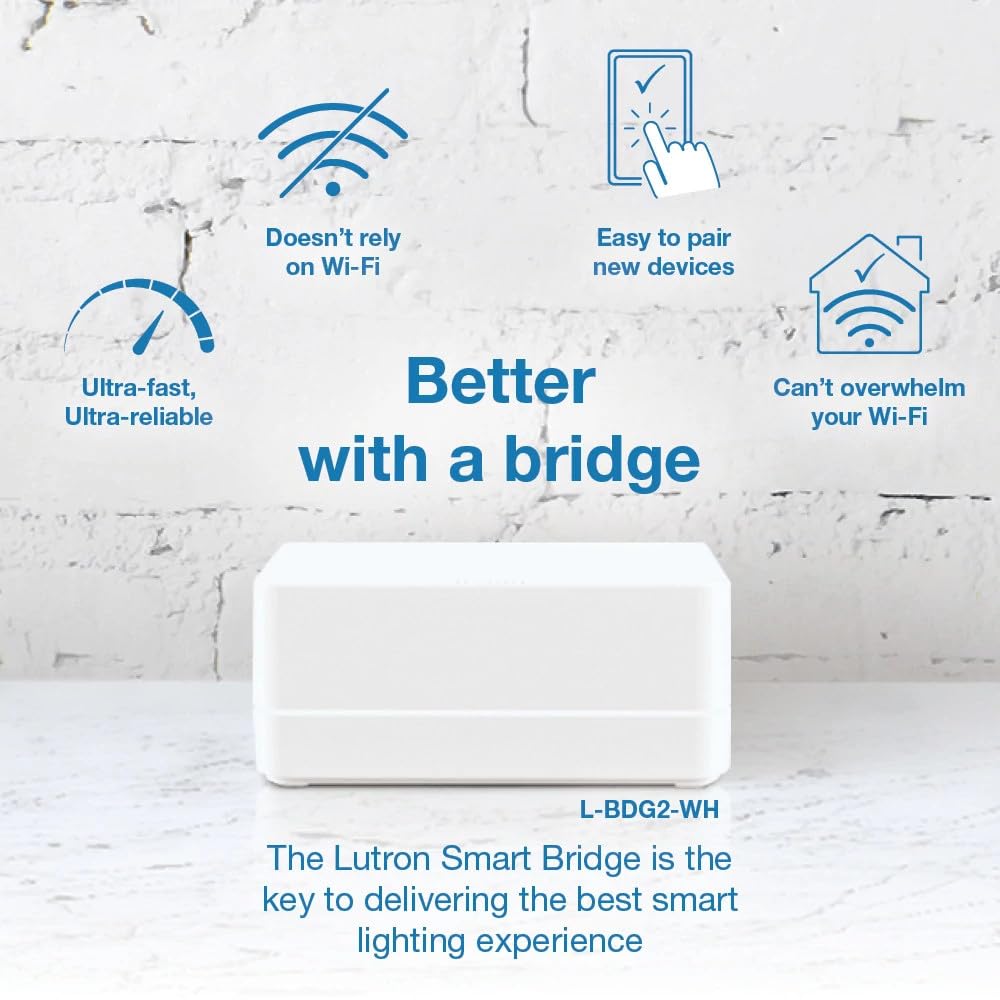 Lutron Caseta Smart Switch 3-Way Kit, with Pico Remote, Wallplate, Wall Bracket for LED Lights and Fans, 5 Amp, Neutral Required, P-PKG1WS-WH