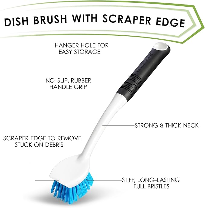 Dish Brush Set of 3 with Water Bottle Brush, Dish Scrub Brush and Scrubber Brush