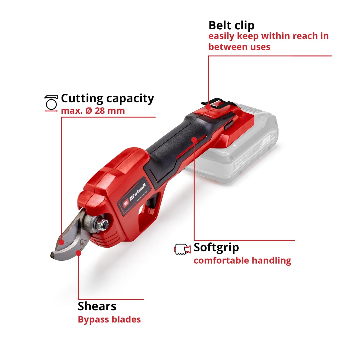 Einhell Power X-Change 18V Cordless Electric Pruning Shears - Motorised Garden Secateurs Heavy Duty Ideal For Arthritic Hands - GE-LS 18 Li-Solo Garden Pruners (Battery Not Included)