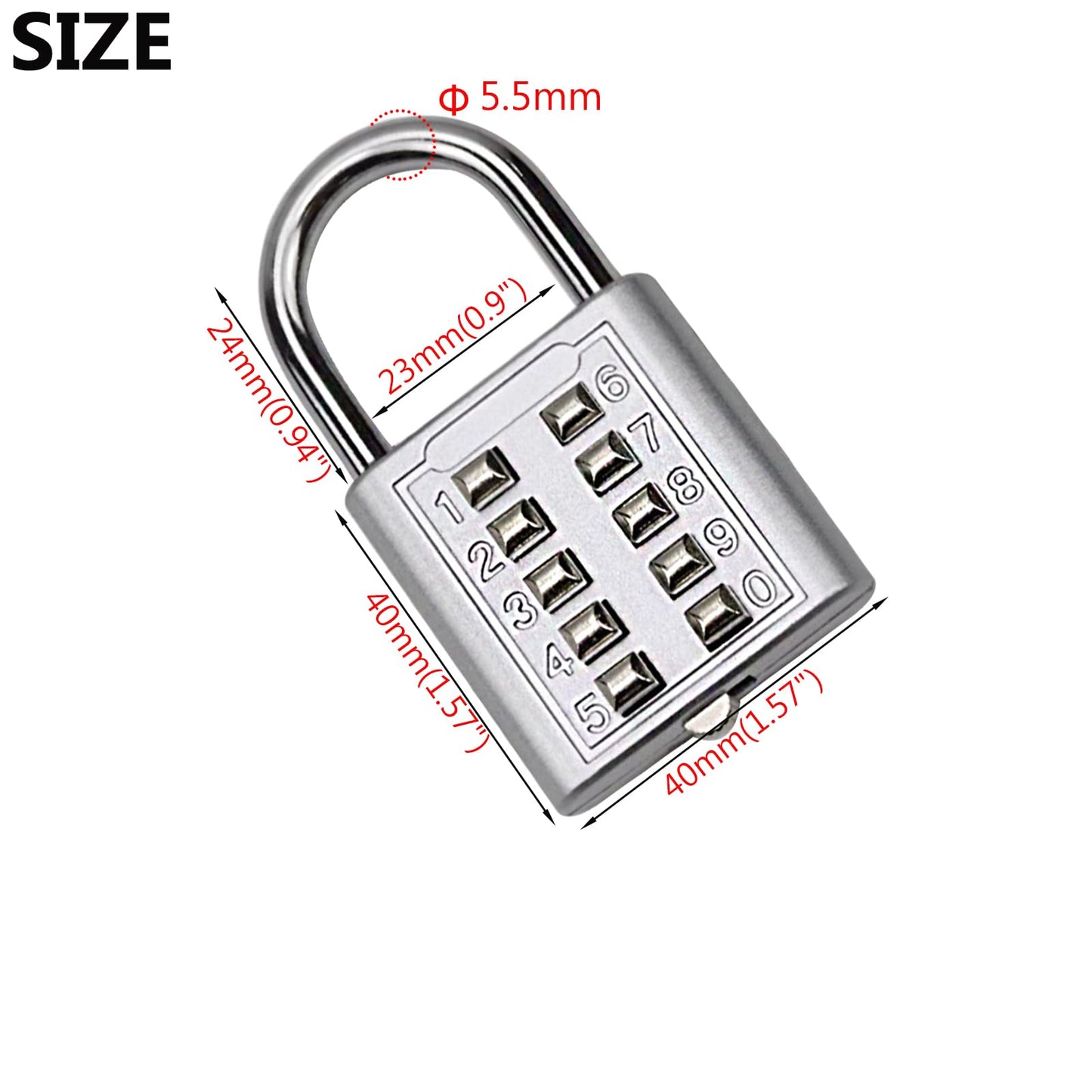 Li-TianFeng 2Pcs 10-Digit Combination Padlock Push Button Lock for Locker Gym, Case, Drawer, Toolbox (silver-2pcs)