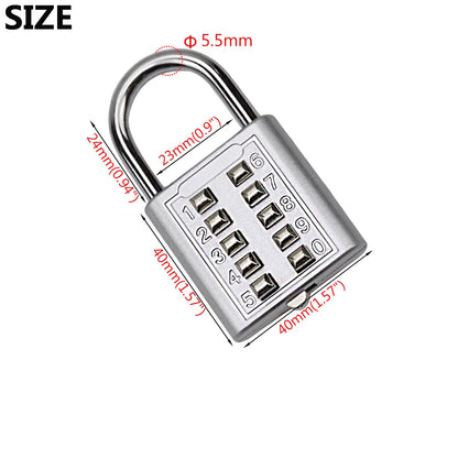 Li-TianFeng 2Pcs 10-Digit Combination Padlock Push Button Lock for Locker Gym, Case, Drawer, Toolbox (silver-2pcs)