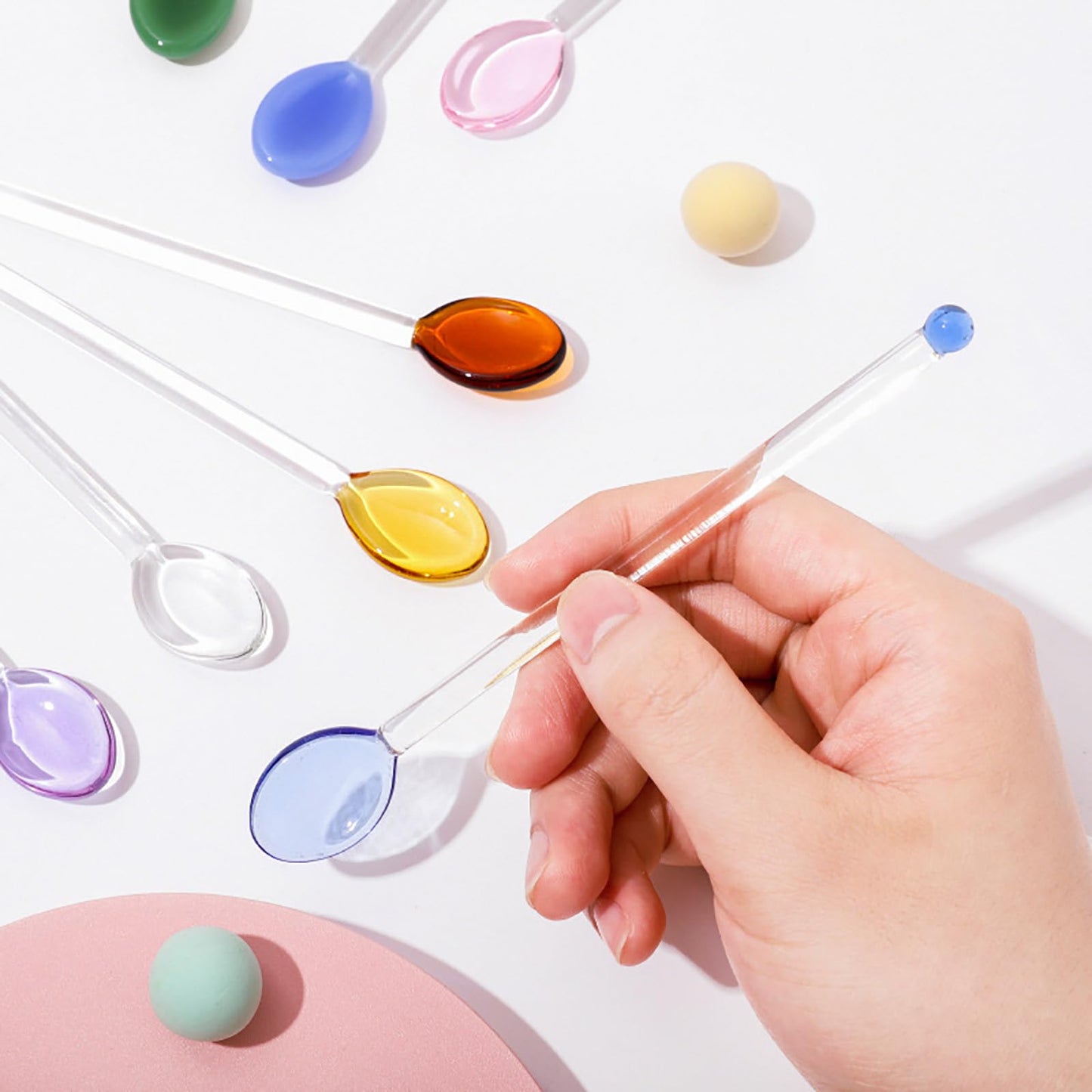 9 Pieces Glass Spoons, Clear Coffee Spoon, 5.8 Inches Stirring Rod Mixing Spoon Bar Swizzle Stick for Salt Sugar Tea Cocktail Milkshake Cold Drink Appetizers Desserts, 14.8*2cm/5.8*0.78inch