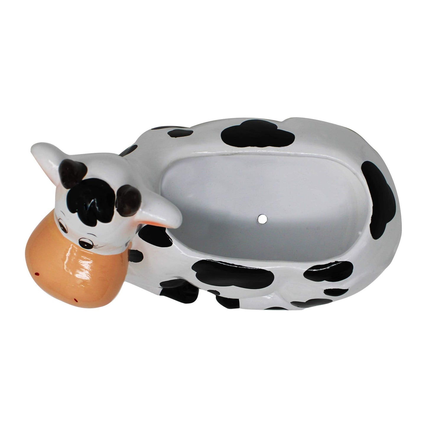 Sixdrop Cow Planter Pot - Cow Print Party Decoration Supplies - Garden Backyard Cow Stuff Statue - Flower Ceramic Succulent Planter - Plantador de Vacas - Large 9" with Drain