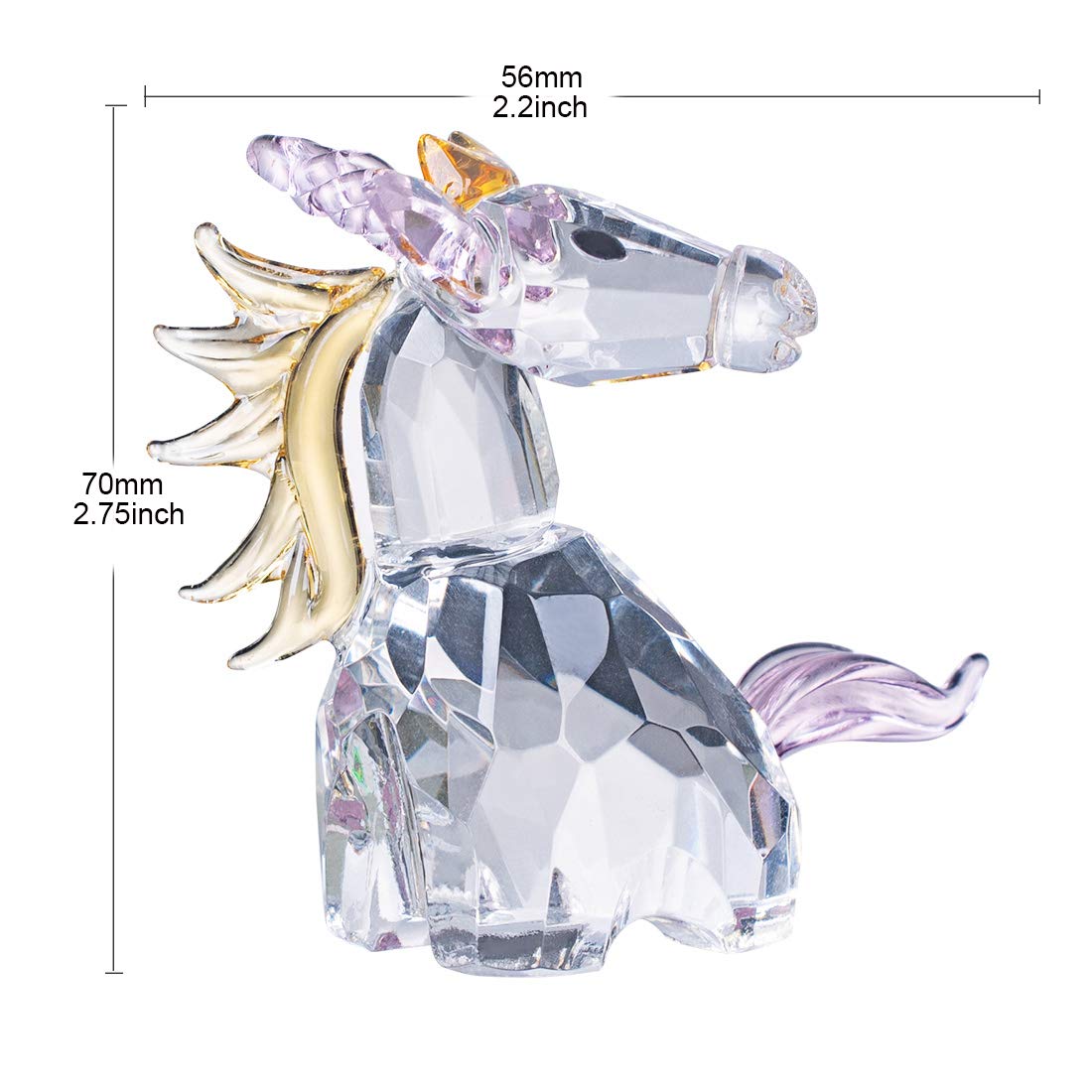 LONGWIN Crystal Unicorn Figurines Glass Home Decorative Ornaments Collectible