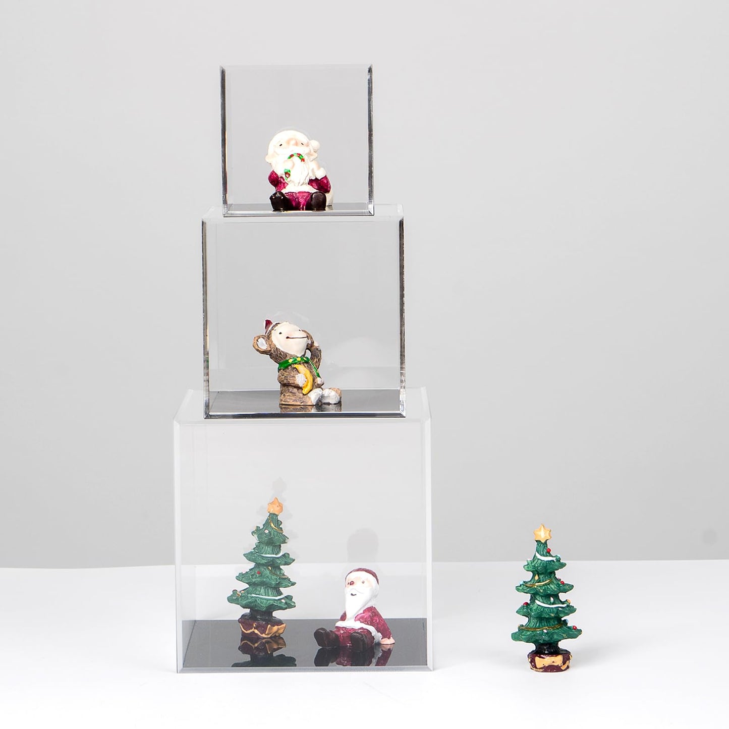 Kcgani Transparent Acrylic Square Cube Containers with Lid Storage Boxes, Action Figures Home Storage Organizing Toys Craft Supplies Display Case, Countertop Plexiglass Display Case, 4x4x4Inch