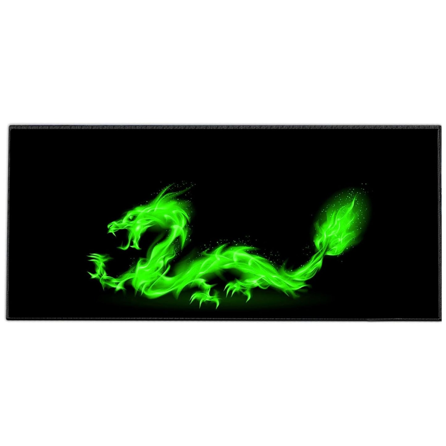 Silent Monsters Mouse Mat Size XX Large 35 x 16 inches / 90 x 40 cm, Fire Dragon, Stitched Edges, washable & rollable Mouse Pad, Gaming Home Office Mousemat, Mousepad non-slip & quiet, Desk Mat XXL