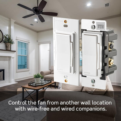 Leviton Decora Smart Switch, Wi-Fi 2nd Gen, Neutral Wire Required, Works with Matter, My Leviton, Alexa, Google Assistant, Apple Home/Siri & Wired or Wire-Free 3-Way, D215S-1RW, White