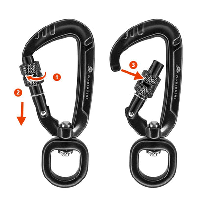 PANDENGZHE Locking Carabiner Clips 2.5" with Swivel Clasp for Securing Pets, Dog Leash Harness, Camping, Hiking, Backpack, Outdoors, Gym (4 Pack)