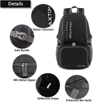 MAXTOP 30L Ultra Lightweight Packable Backpack Foldable Rucksack Water Resistent For Men Women Kids Outdoor Camping Hiking Travel Daypack Handy Durable Gifts For Men Women