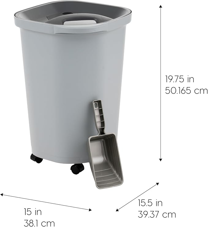 IRIS USA Pet Food Storage Container 25 lbs, Premium 60% Improved Airtight Seal