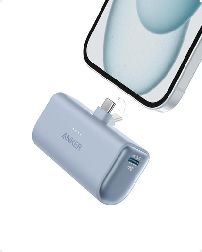 Anker iPhone 17 Portable Charger, Nano Power Bank with Built-in USB C Connector, 5,000mAh Portable Charger 22.5W, for iPhone 17/16/15 Series, Samsung S22/23 Series, iPad Pro/Air, AirPods, and More