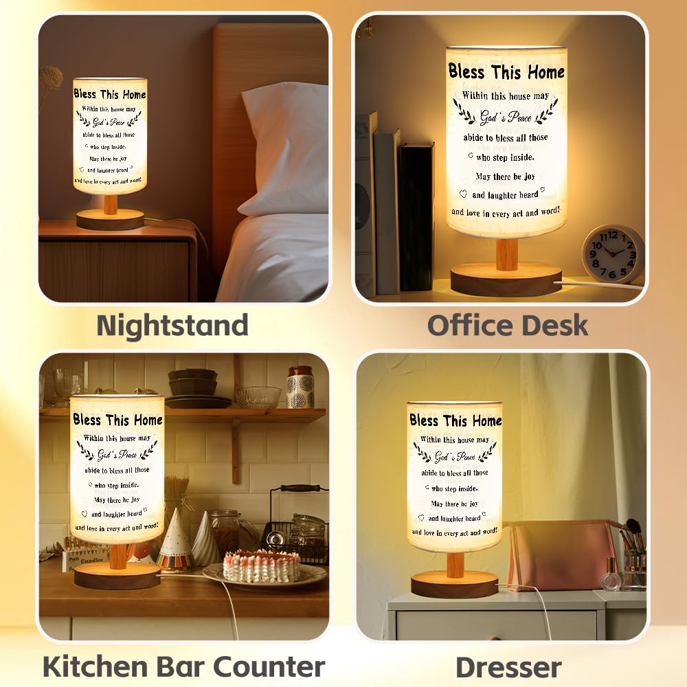 ZuEiiDop House Warming Gifts Bless This Home Table Lamp New Home Decor Housewarming Gifts for Men Women Friend Coworker New House Apartment Gift for First Time Home Buyers Homeowners Bedside Desk Lamp