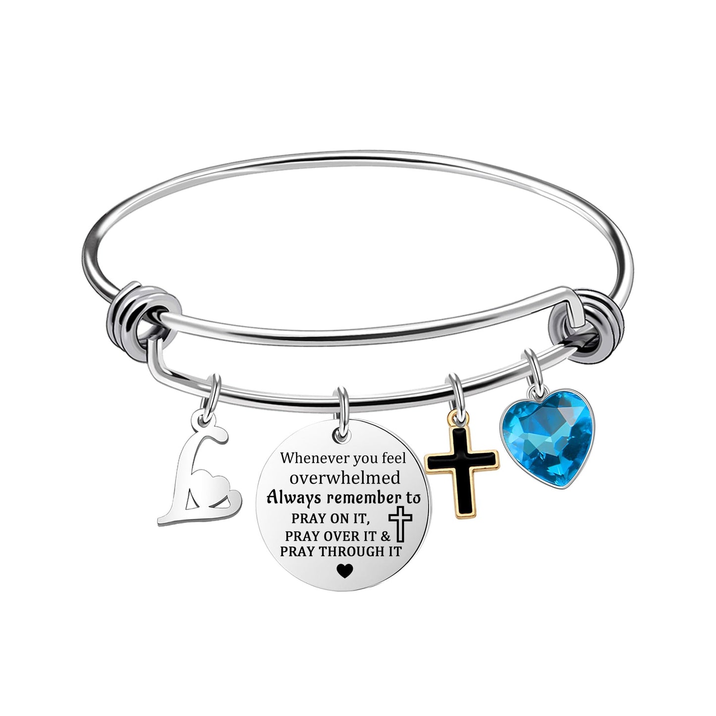 bifriend Inspirational Bracelet for Women, Initial Letter Charm bracelet for Female Cross Motivational Gifts for Her Daughter Sister Friends Back to School Birthday Christmas Presents (L)