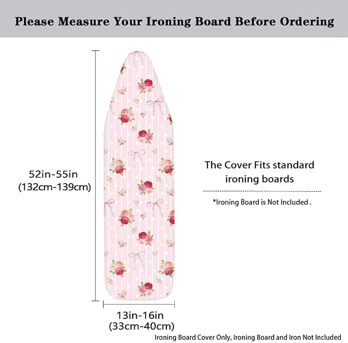 Bowknot Rose Flower Ironing Board Cover Elastic Edge