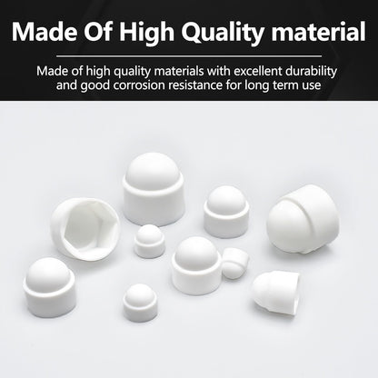 197 Pieces White PE Bolt Covers Screw Caps White Bolt Nut Protective Cap Bolts Cover Screws Caps Hex Cap Plastic Nut Assortment Kits Nylon Insert Locknut for Screws Bolts M4 M5 M6 M8 M10 M12