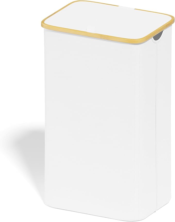 SUOCO Laundry Hamper with Lid, 29 Gal Clothes Basket with Bamboo Handles