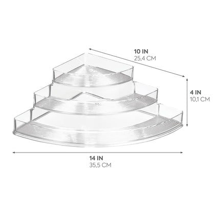 iDesign Recycled Plastic 3-Tier Stadium Spice Rack Organizer for Kitchen, Fridge, Freezer, Pantry and Cabinet Organization, The Linus Collection – 6.25" x 4" x 1.25", Clear