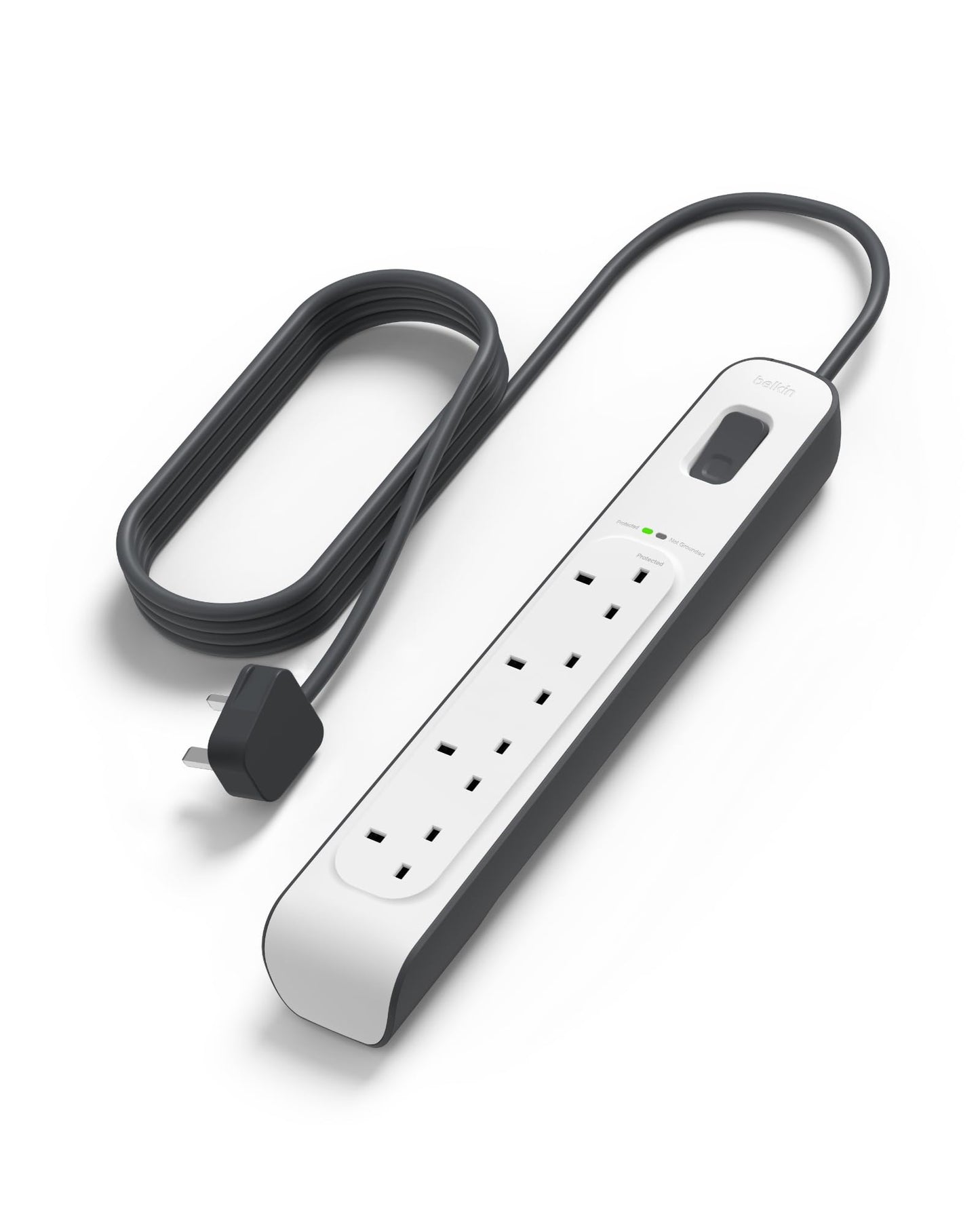 Belkin 4 Way/4 Plug 2 m Surge Protection Extension Lead Strip, White