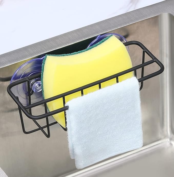 Sink Caddy Sponge Holder for Kitchen Sink Dish Cloth Hanger 2 Suspension Options