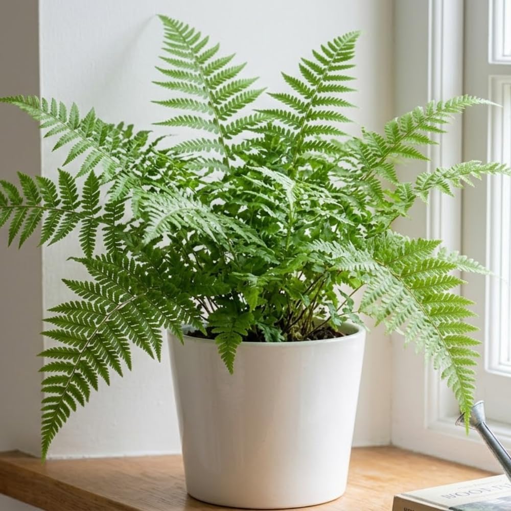 5 Lady Fern Plants, Live Perennial Fern Bare Root Starters, Tall Decorative Greenery for Shaded Backyard and Garden Rows