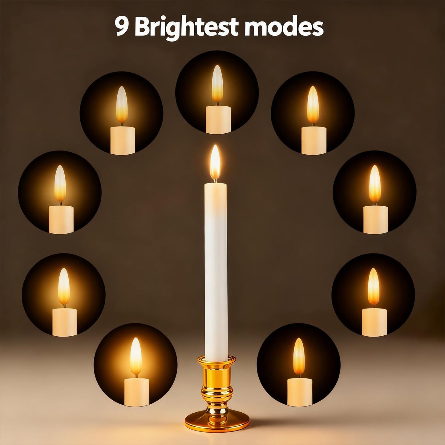 Hoisebecy Christmas Window Candles, 6 Pcs Battery Operated Flameless Taper Candles with Remote, Timer, 3D Wick, Holders & Suction Cups for Christmas, Wedding, Halloween Decor