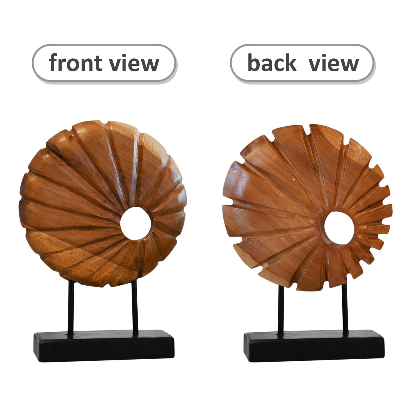 JOLLYMER Teak Sculpture Home Décor for Shelf Sculpture with Base Decoration for Living Room, Bedroom, Office 13.8"X9.8"X3.5"