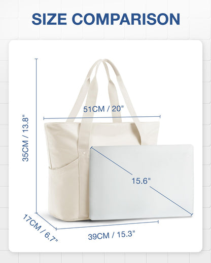 BAGSMART Women Tote Bag Large, Travel Tote Shoulder Bag with Compartment and Zipper, Top Handle Handbag for Travel, Work, Beach, Gym, Shop