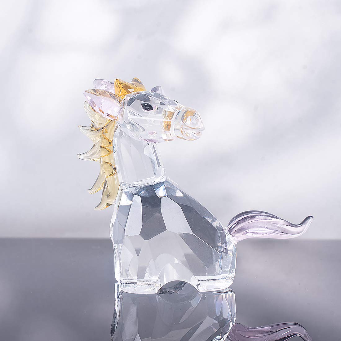 LONGWIN Crystal Unicorn Figurines Glass Home Decorative Ornaments Collectible