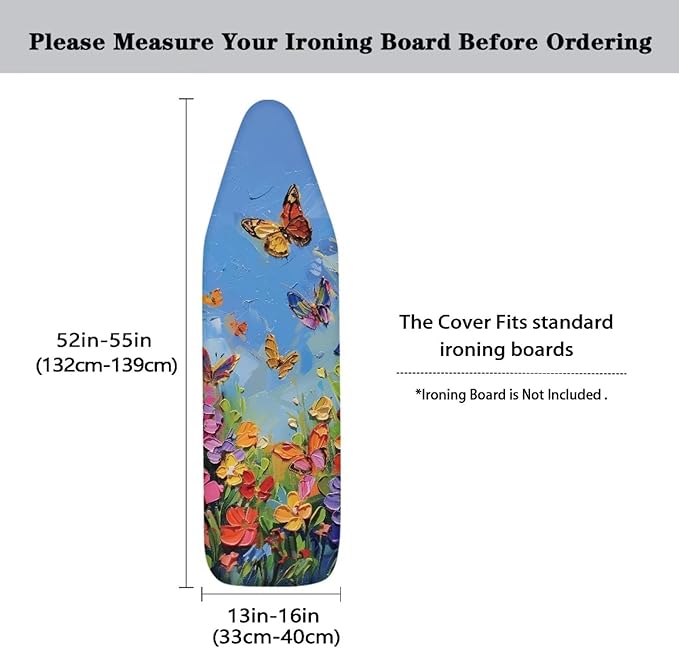 Oil Painting Floral Ironing Board Cover and Pad, Heat Reflective and Stain