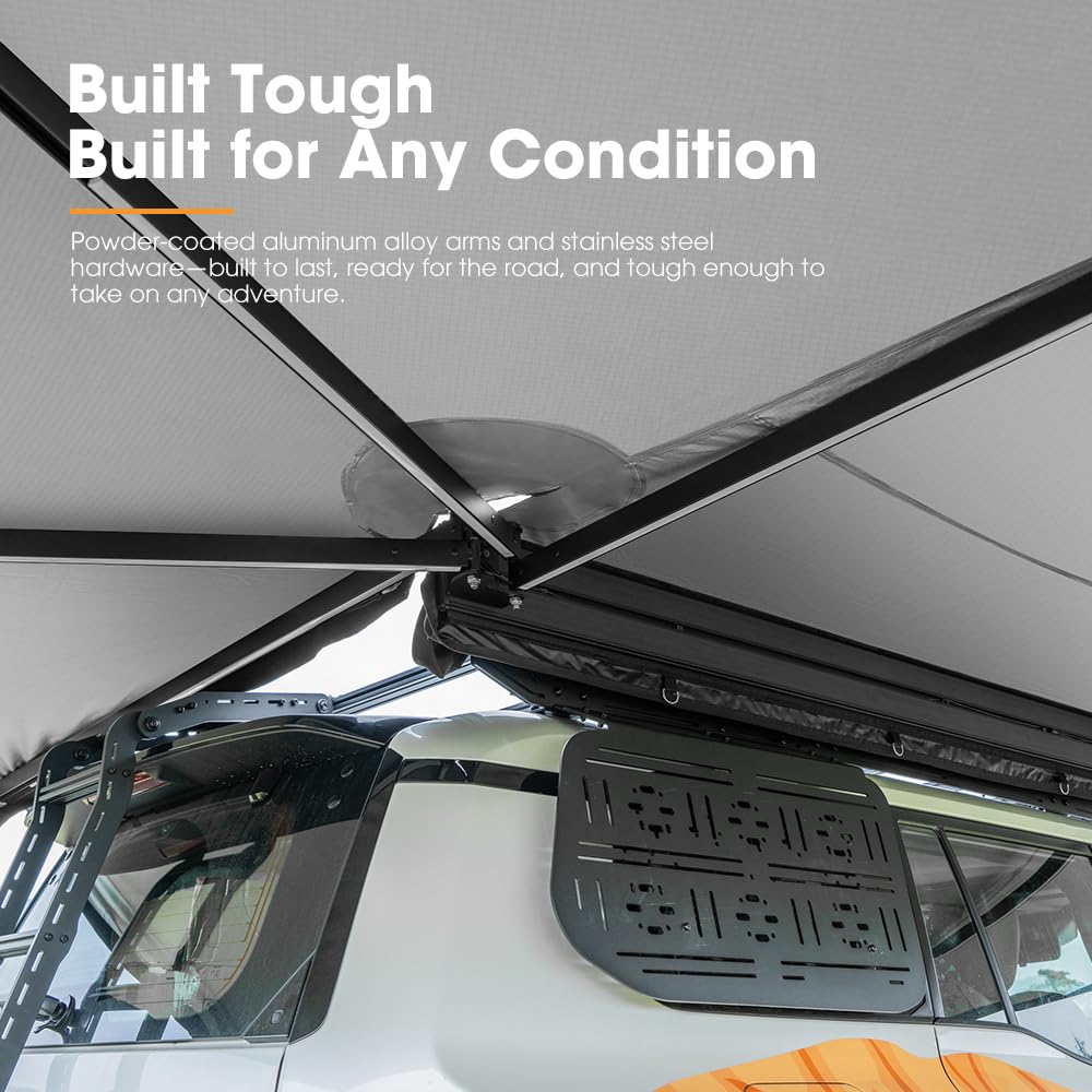 Sanhima 270 Awning Free Standing Built-in LED Light - 129.2 sq.ft Shelter Karlu Frontier Car Side Waterproof UV50+ Wind Resistant, Passenger Side, 270 Degree Vehicle Awning for SUV Van Truck