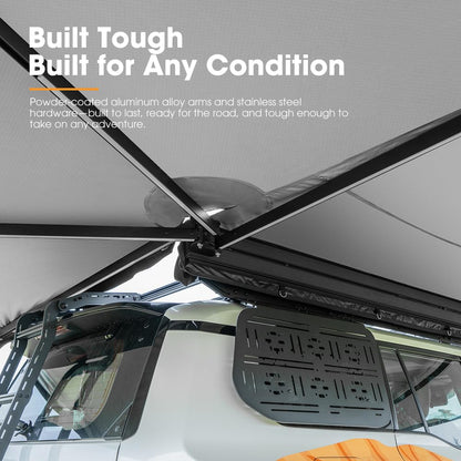 Sanhima 270 Awning Free Standing Built-in LED Light - 129.2 sq.ft Shelter Karlu Frontier Car Side Waterproof UV50+ Wind Resistant, Passenger Side, 270 Degree Vehicle Awning for SUV Van Truck