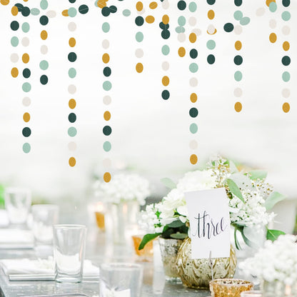 Sage-Green Ivory-Gold Bridal-Shower Decorations Streamers - 52FT Rustic Wedding Paper Garland Hanging Decoration,Baby Jungle Safari Birthday Party Decor Banners Bachelorette Engagement Bunting