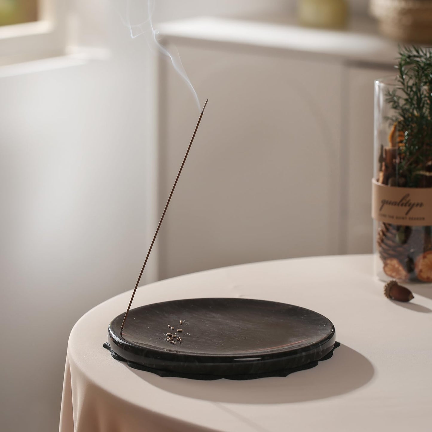 5-in-1 Multi-Function Marble Incense Holder | 7.1-Inch Natural Marble Burner, All-in-One for Cones & Sticks, Heat-Resistant Aromatherapy Tray with Non-Slip Base (Gift Box Included)