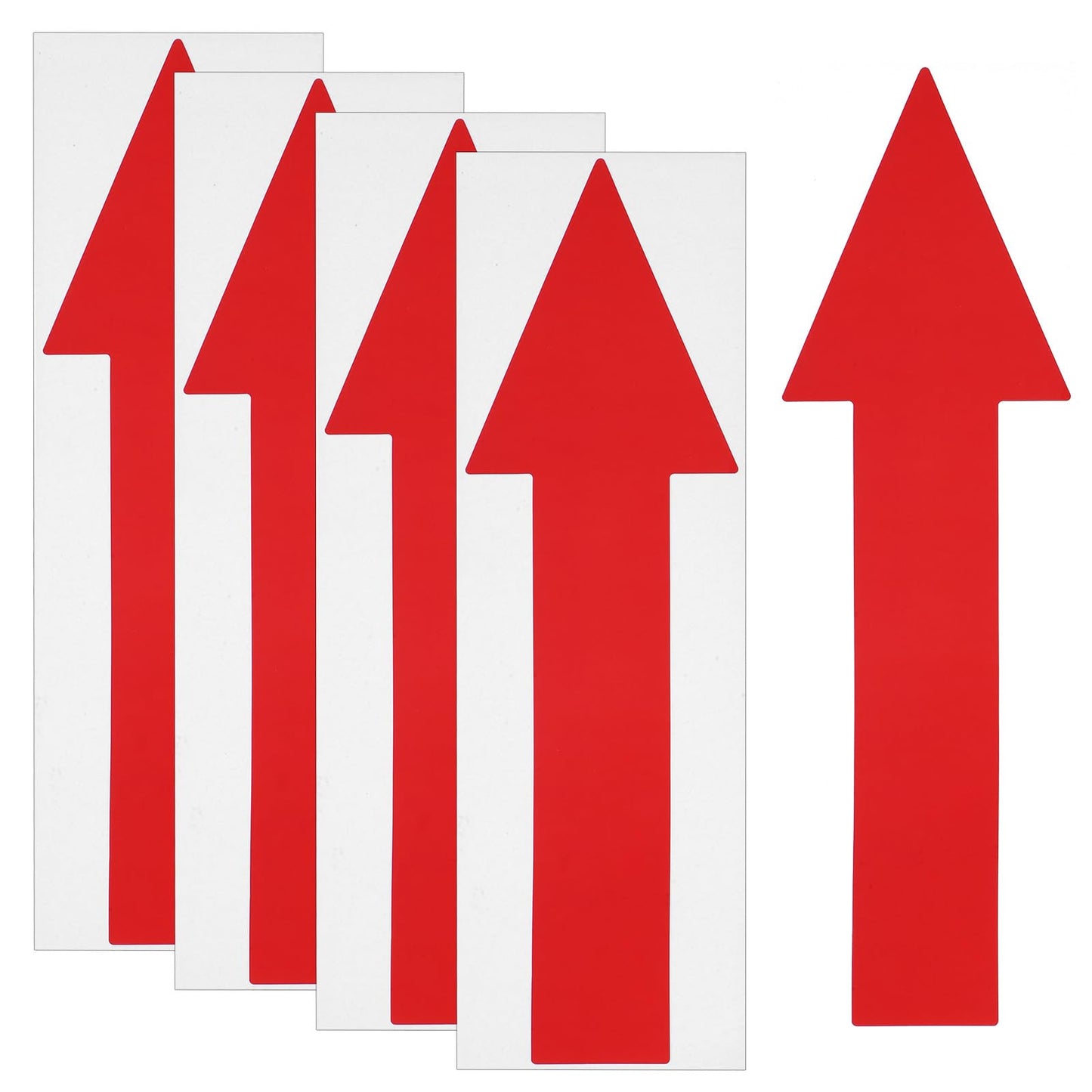 4 Pcs Arrow Sticker 12 x 4 Inch/ 300 x 90 mm Arrow Sign Stickers Red PVC Waterproof Self-Adhesive Directional Arrows Wall Marking Arrows Signs Removable Directional Floor Decal Stickers
