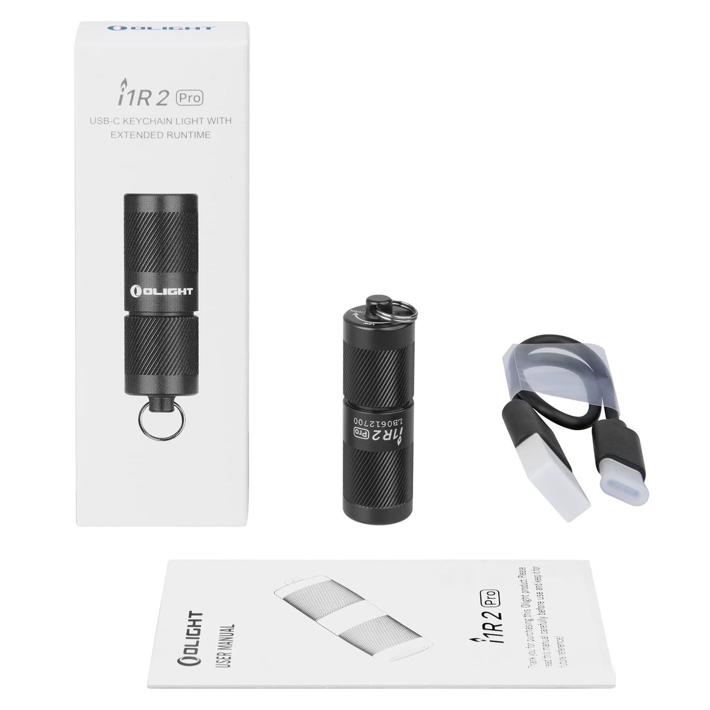 OLIGHT I1R 2 Pro EOS EDC Keychain Torch 180 Lumens Twist-Switch LED Flashlights Powered by USB Rechargeable Battery, Tiny Pocket Lamp for Hiking or Camping (Black)