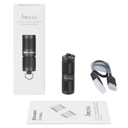 OLIGHT I1R 2 Pro EOS EDC Keychain Torch 180 Lumens Twist-Switch LED Flashlights Powered by USB Rechargeable Battery, Tiny Pocket Lamp for Hiking or Camping (Black)