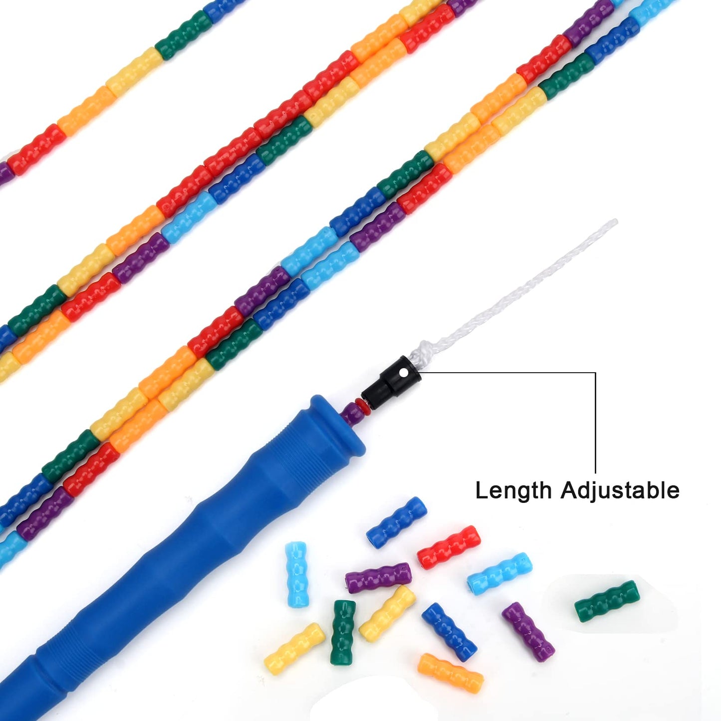 Coolrunner 16 FT Long Jump Rope(2 PACK), Double Dutch Jump Ropes, Soft Beaded Skipping for Kids Adults, Plastic Segmented Long Enough for 4-5 Jumpers