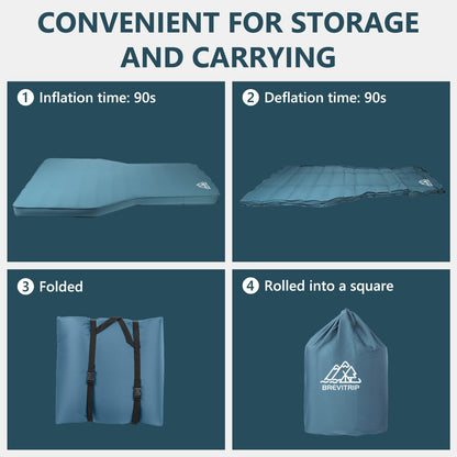 BREVITRIP Camping Air Mattress Tesla Model Y Mattress 4" Ultra Thick SUV Air Mattress for Tesla Model Y Mattress Self Inflating Sleeping Bed Portable SUV Air Mattress Car Bed Camping Blue