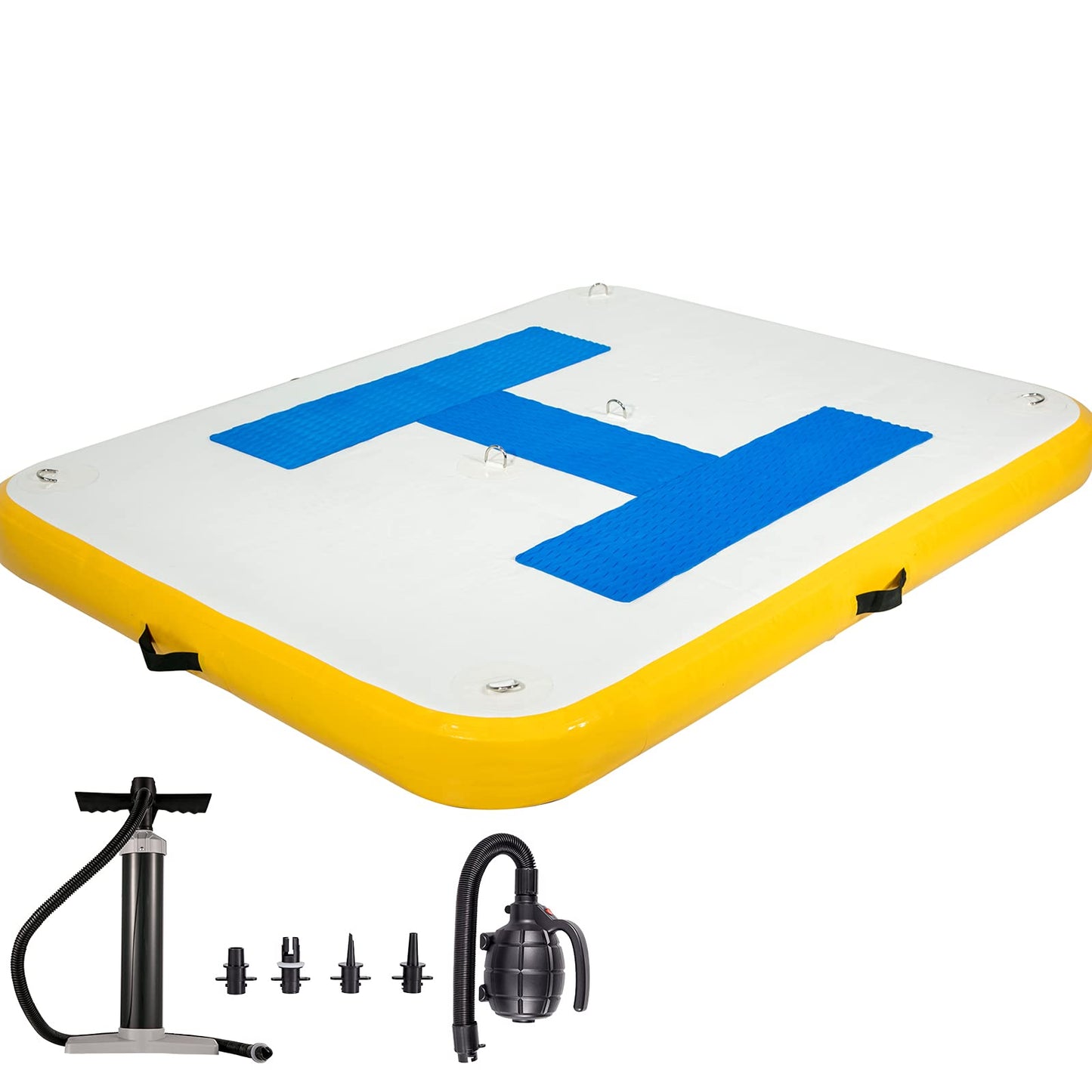 Happybuy 8x5 ft Inflatable Floating Dock, Inflatable Dock Platform 6 inches Thick, Floating Platform for Pool Beach Ocean